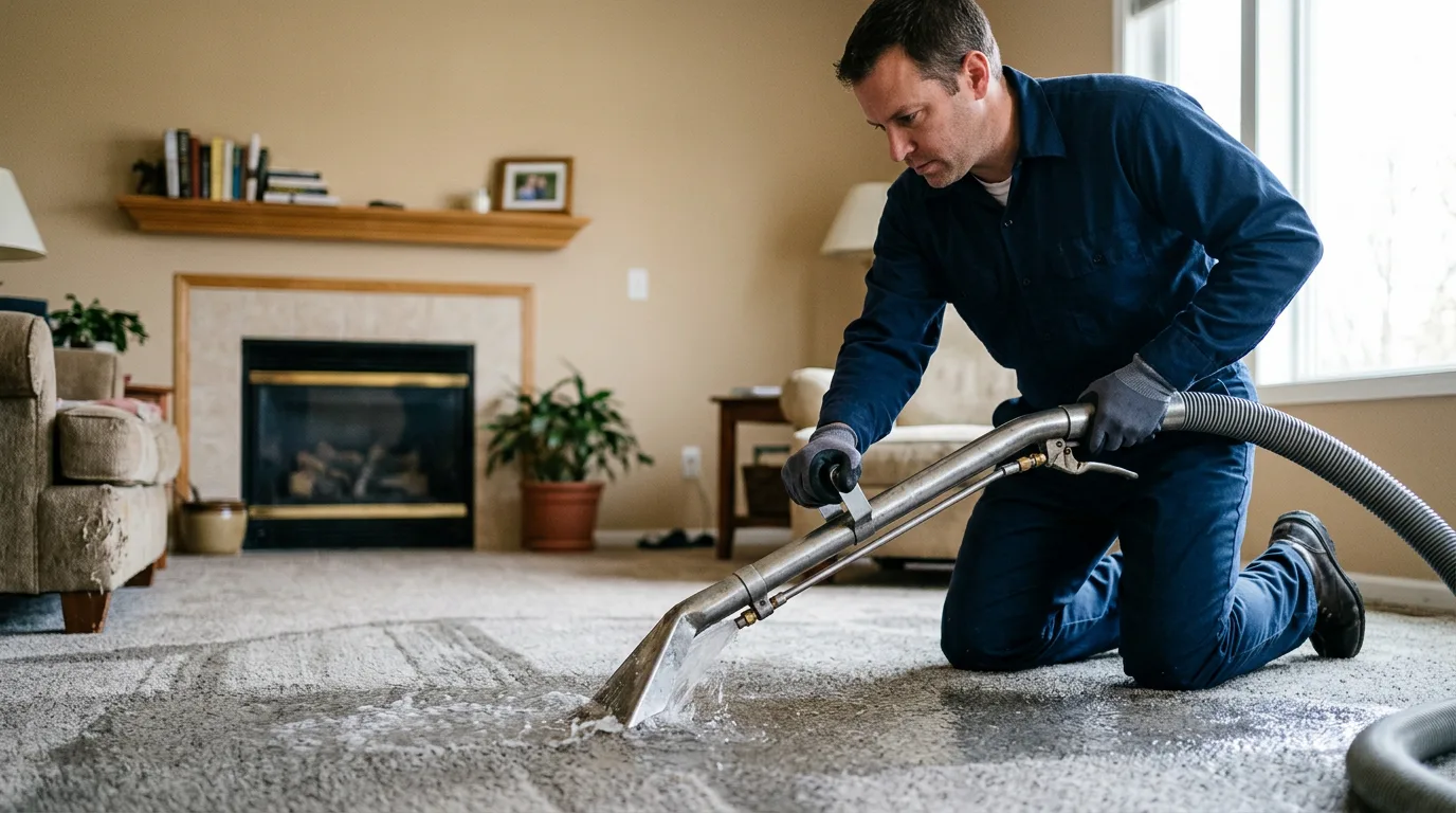 Water damage restoration technician working near Waynesboro, MS